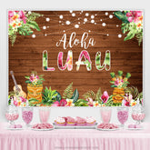 Rosa Blumen Aloha Luau Braun Holz Geburtstag Hintergrund